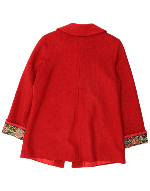 Pardesiu vintage pentru femei UK 14 Medium Red Paisley