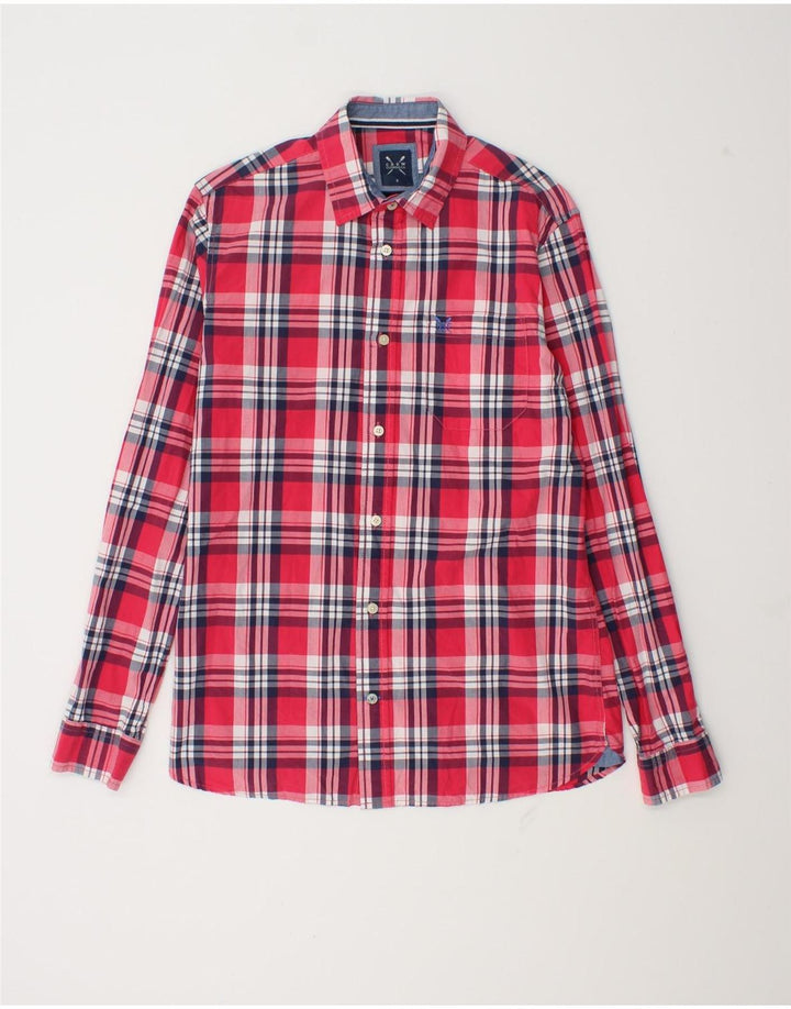 Crew Clothing Cămașă Slim Fit pentru bărbați Bumbac cu carouri roșii mici