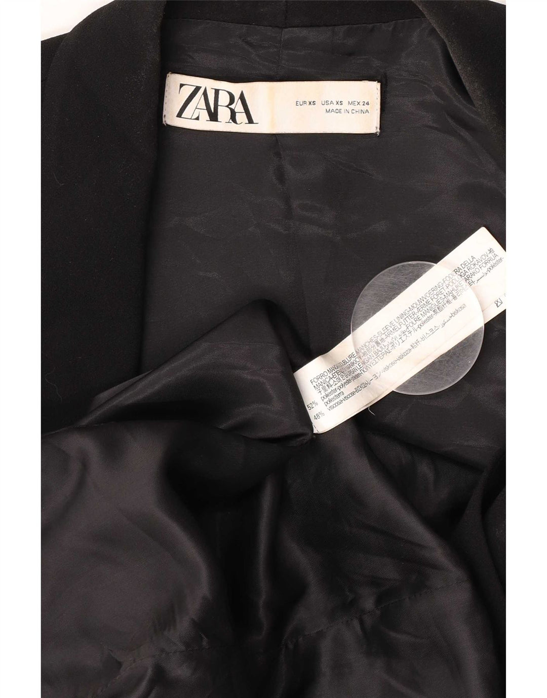 Blazer supradimensionat pentru femei Zara UK 6 XS Poliester negru