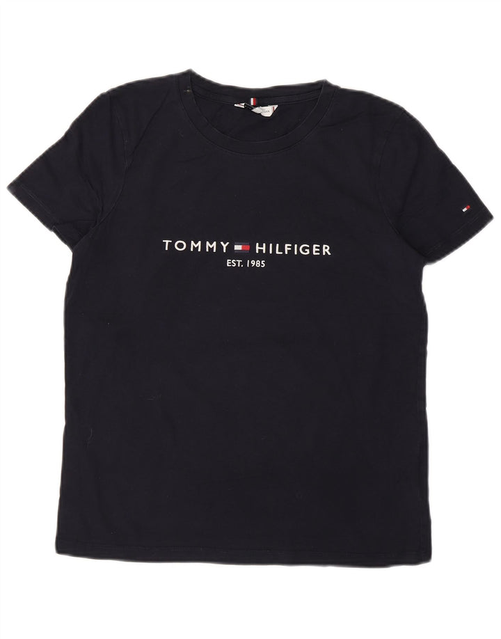 TOMMY HILFIGER Tricou cu grafic pentru femei Top UK 12 Medium Bleumarin Bumbac