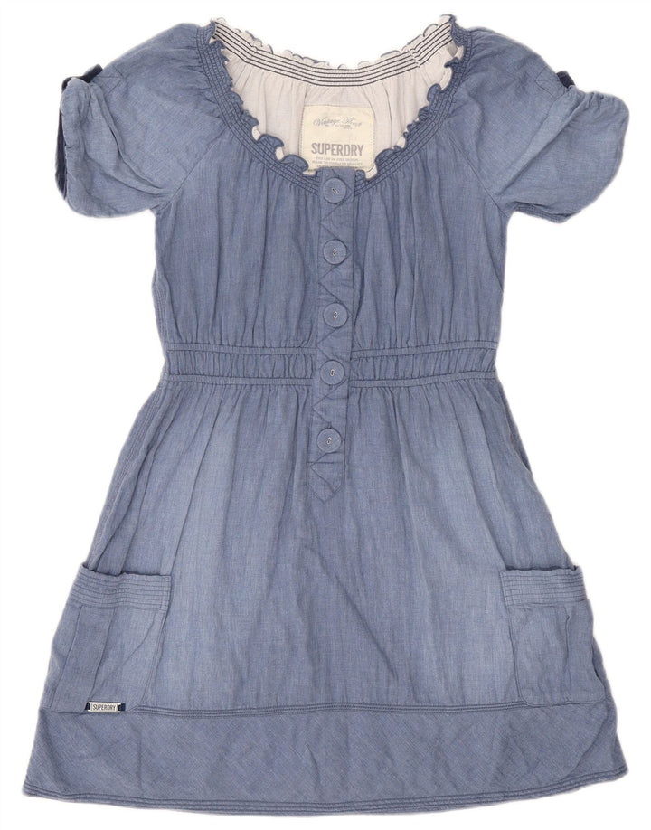Rochie A-Line pentru femei Superdry UK 14, bumbac albastru mediu