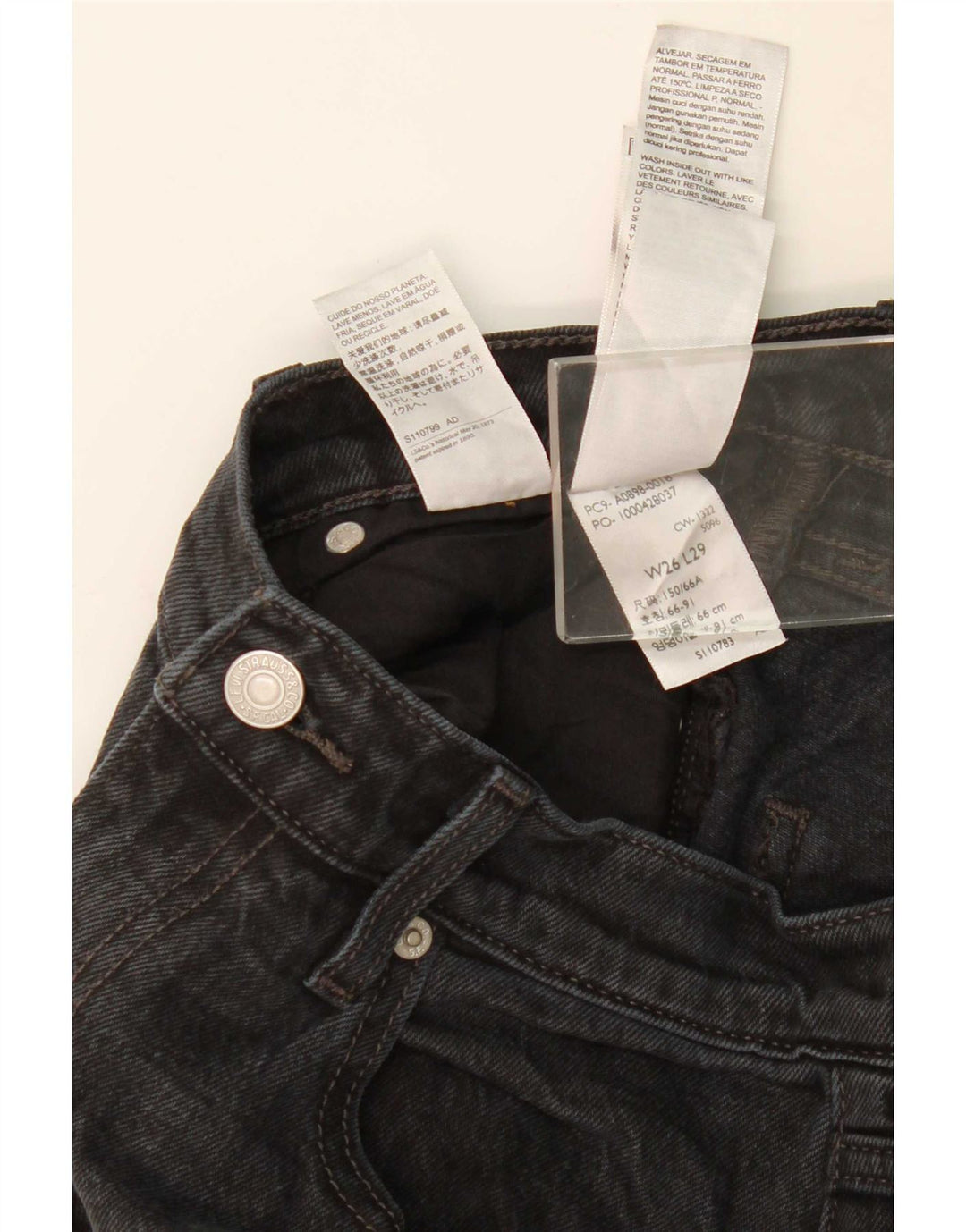 Blugi conici pentru femei Levi's W26 L29 bumbac negru