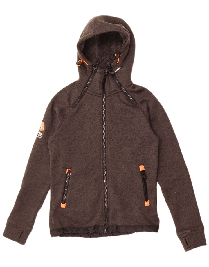 Jachetă bomber din tricot cu glugă pentru bărbați Superdry UK 36 Poliester cu pături gri mic