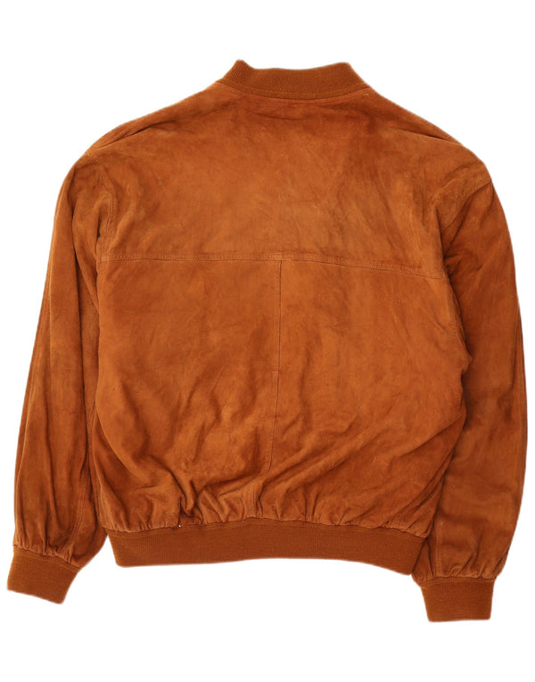 Bomber vintage pentru bărbați din piele intoarsa EU 52 XL din piele maro