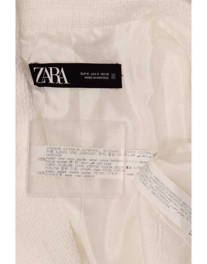 Jachetă Blazer pentru femei Zara UK 10, mic, alb, din bumbac