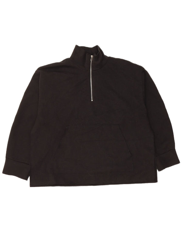 Pulover pentru femei Zara, supradimensionat, cu fermoar, cu gât, UK 14 Poliester mediu negru
