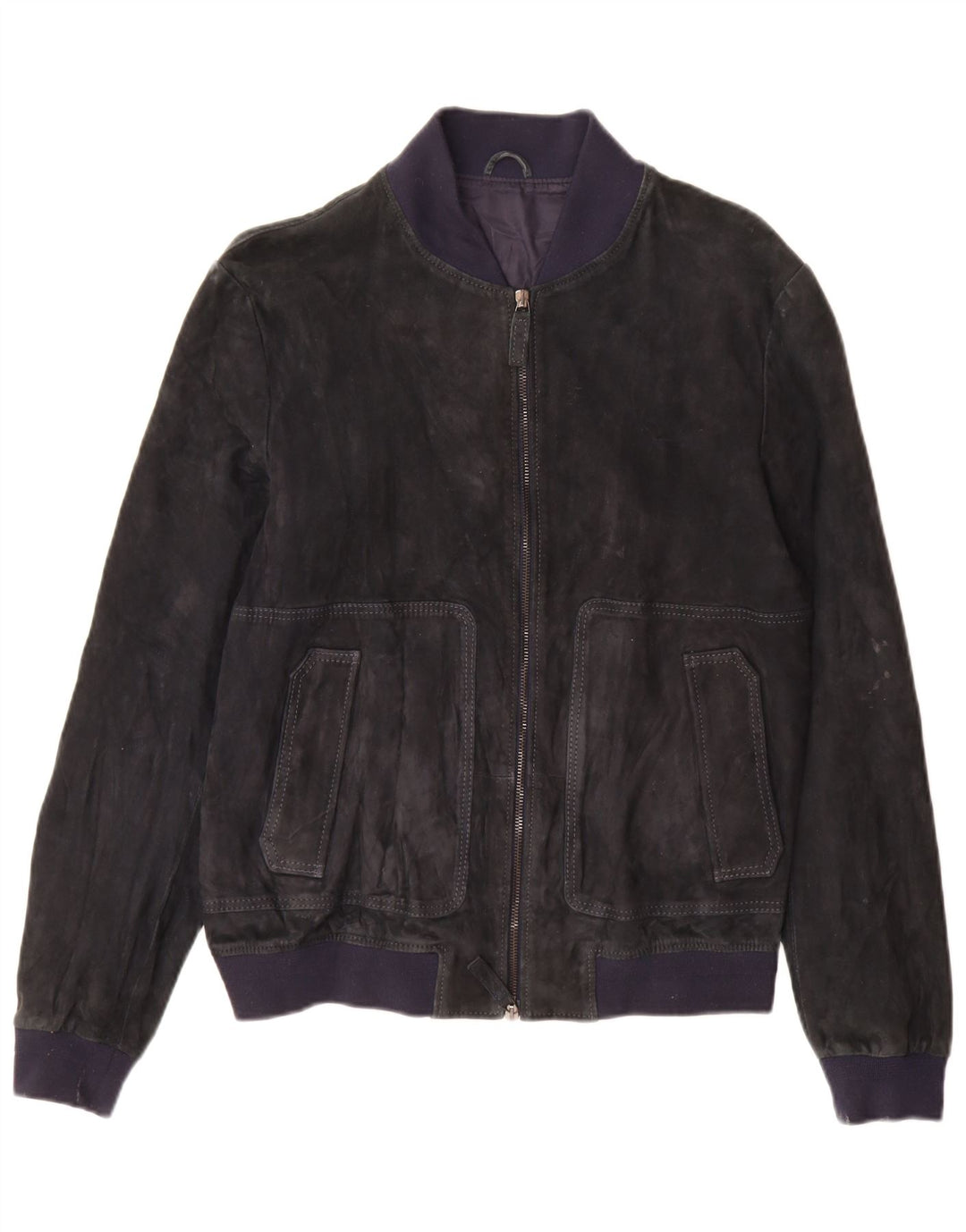 Bomber Jeckerson pentru femei de piele intoarsa UK 18 XL bleumarin