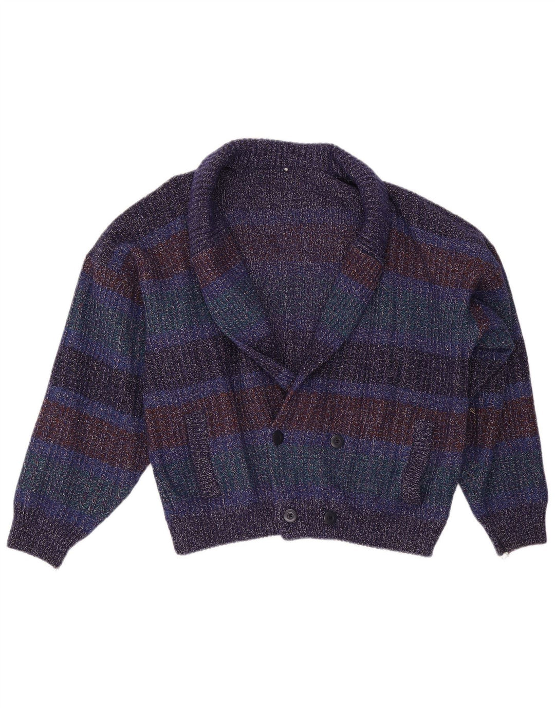 Pulover Cardigan Vintage pentru bărbați IT 52 Lână mare multicoloră cu pete