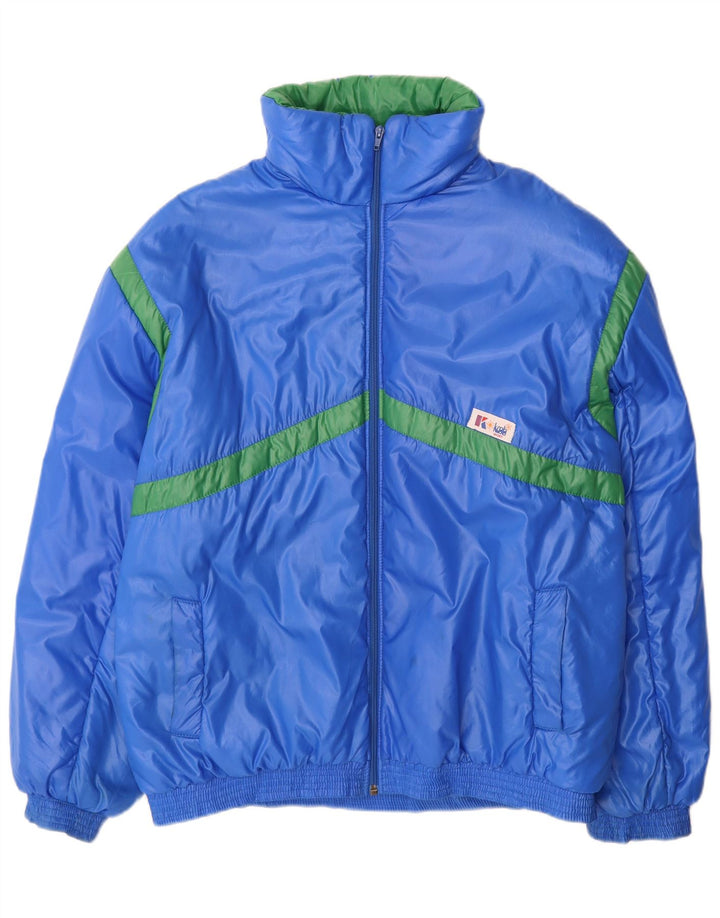 Jachetă căptușită vintage pentru bărbați IT 52 XL albastru din poliamidă color bloc