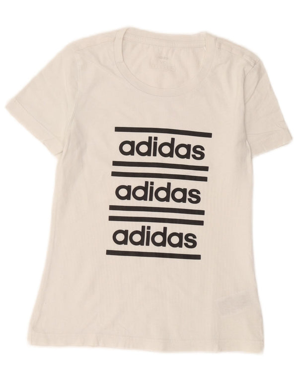 Tricou grafic Adidas pentru femei Top UK 4 XS Bumbac alb
