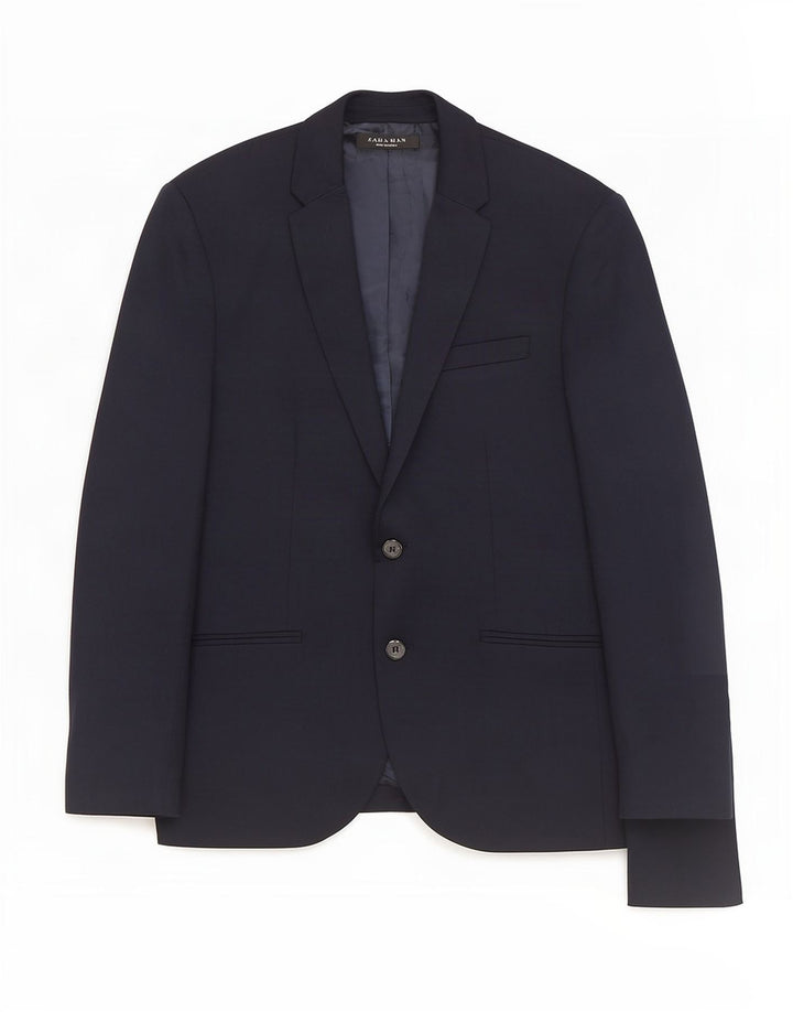 Sacou blazer pentru bărbați Zara, cu 2 nasturi, UK 38 Mediu, bleumarin, poliester
