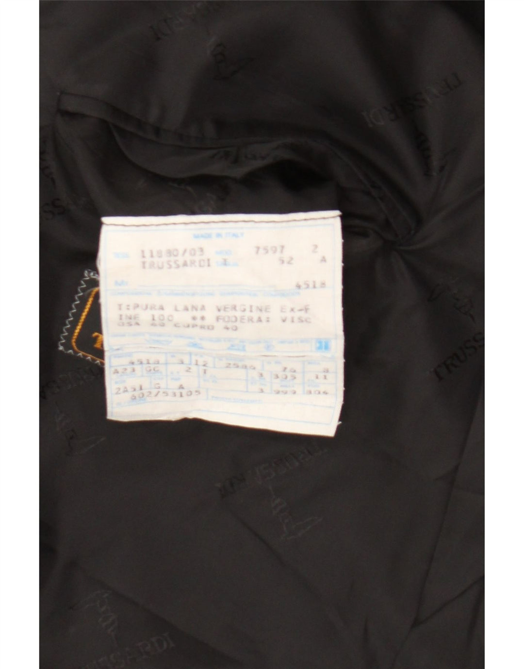 Jachetă pentru bărbați Trussardi cu două piepturi IT 52 XL Lână virgină neagră