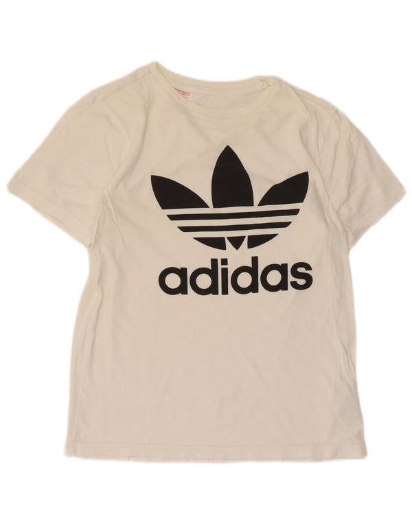 Tricou grafic Adidas pentru băieți Top 13-14 ani Bumbac alb