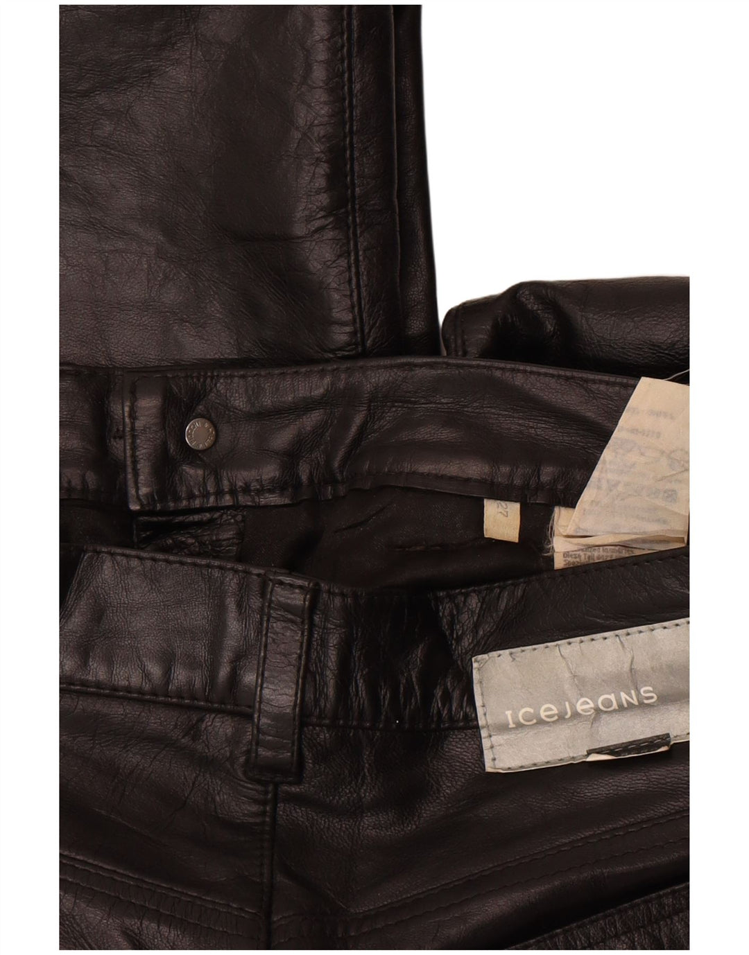 Pantaloni Iceberg din piele bootcut pentru femei W27 L29 din piele neagră