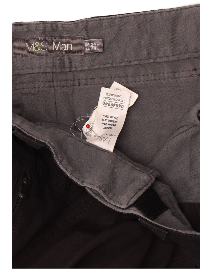 Pantaloni cargo drepti pentru bărbați Marks & Spencer L34 L29 Poliamidă neagră