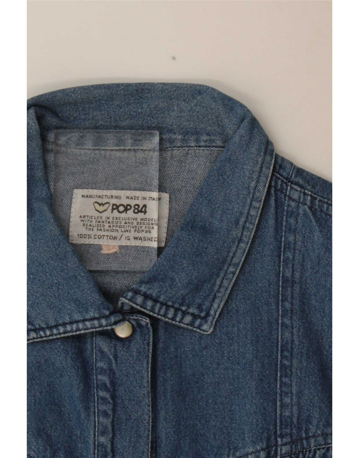 POP 84 Cămașă de denim supradimensionată pentru femei UK 14 Bumbac albastru mediu