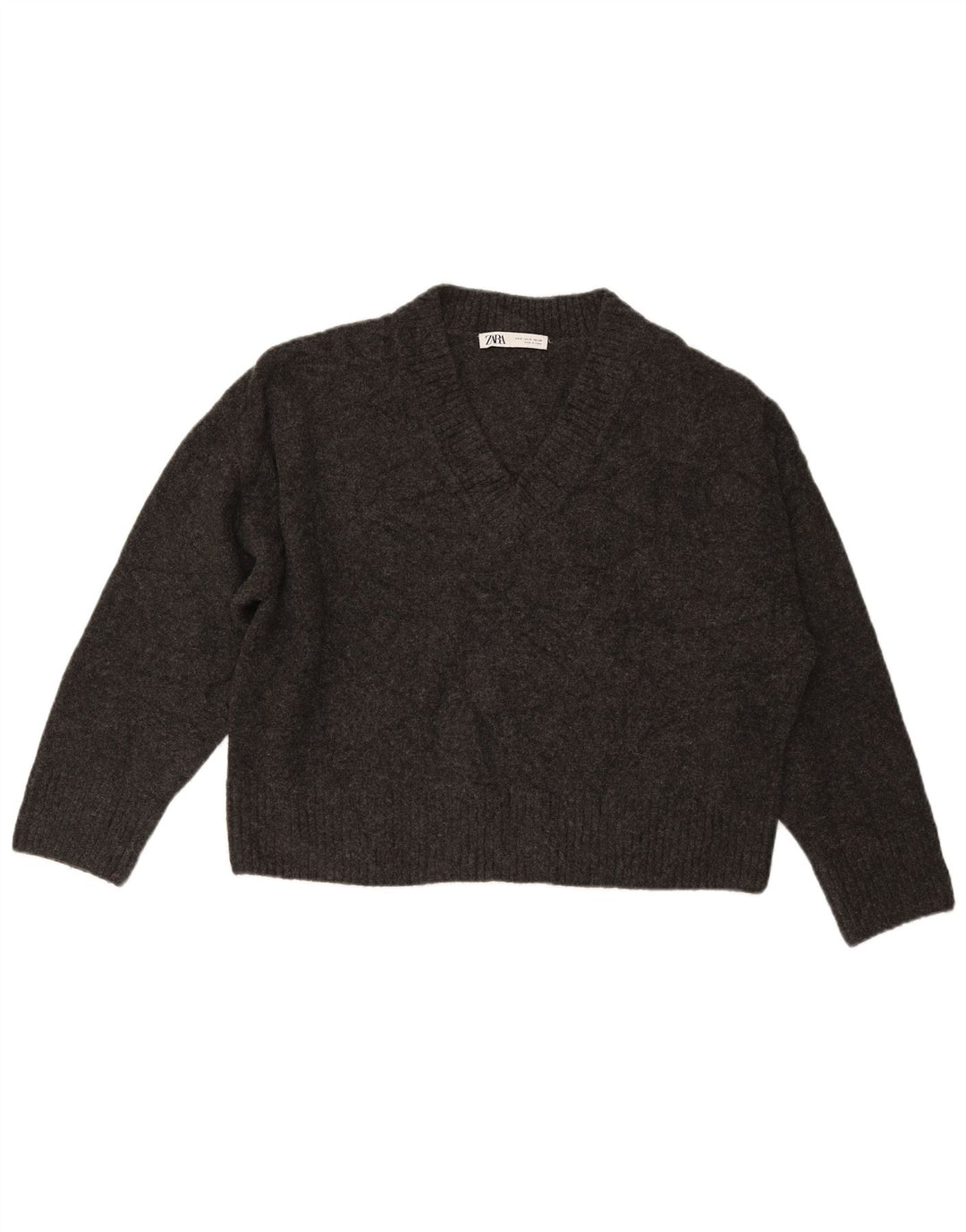 Pulover oversize cu decolteu în V ZARA pentru femei UK 10 Mic Gri