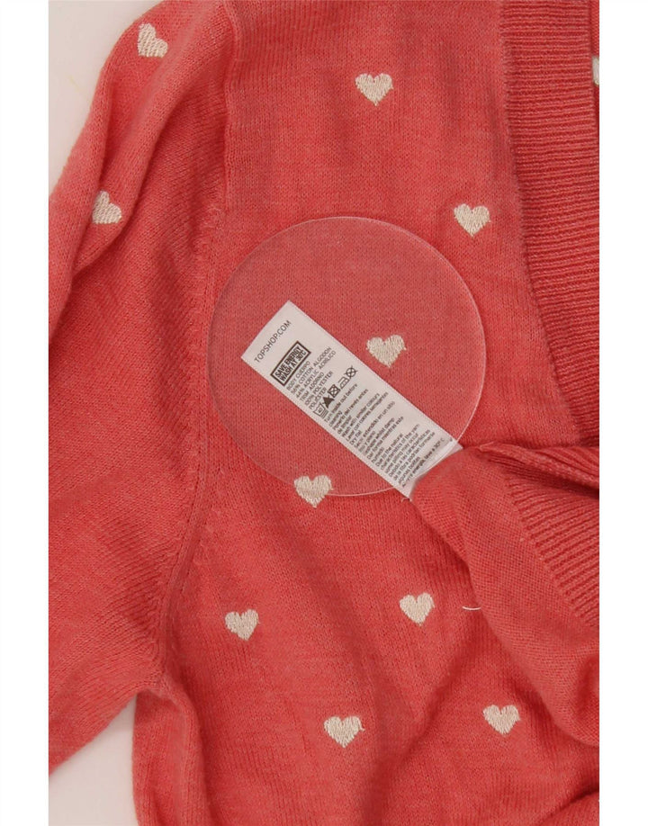 Pulover cardigan cu model abstract pentru femei Topshop UK 12 Medium Pink Heart