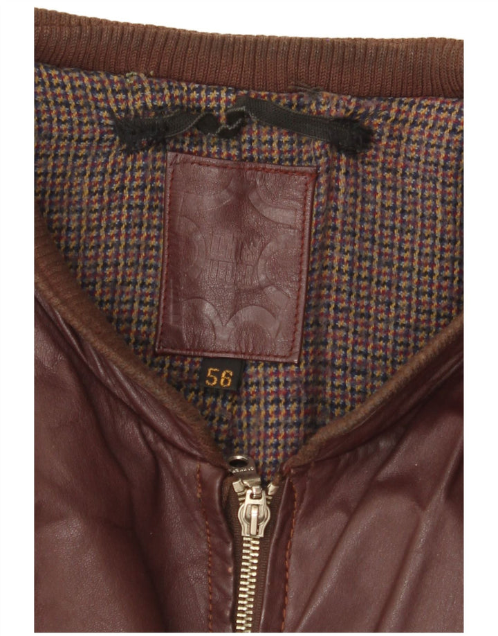 Jachetă de piele pentru bărbați VINTAGE UK 38 Burgundy mediu