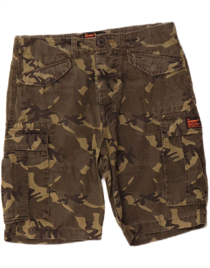 Pantaloni scurți cargo Superdry pentru bărbați W30, bumbac camuflaj mediu kaki