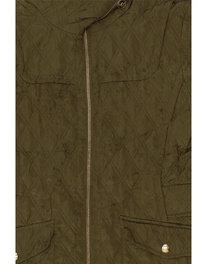 MICHAEL KORS Womens Quilted Jacket UK 14 Large Khaki Polyester Vintage Michael Kors and Second-Hand Michael Kors from Messina Hembry 