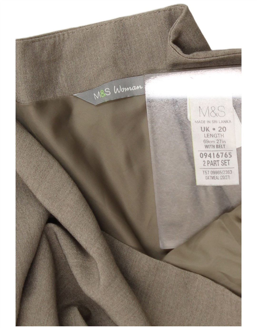 Fusta creion pentru femei Marks & Spencer UK 20 2XL W42 Bej Poliester