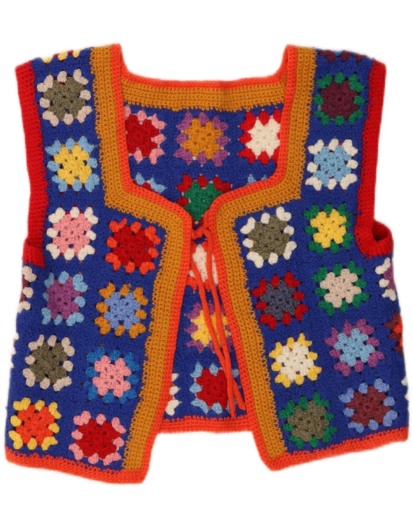 Cardigan Vintage fără mâneci pentru femei UK 12 Medium Multicolor Floral