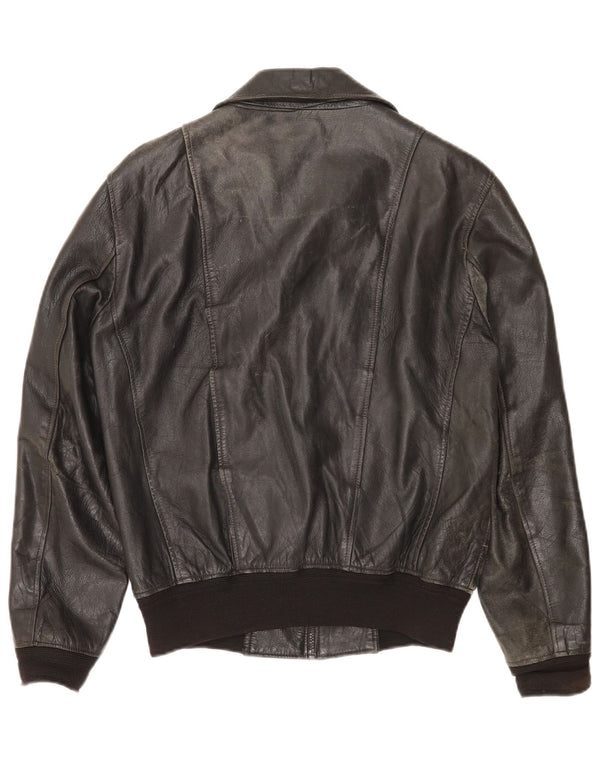 Jachetă de piele vintage pentru bărbați UK 36 Small Black