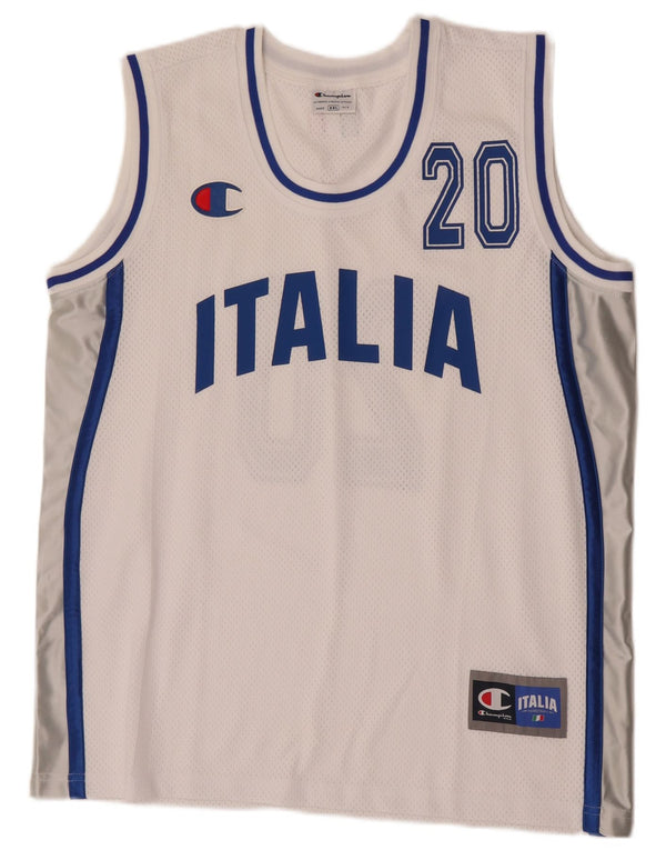 Vestă cu grafică Champion Boys Italia Top 15-16 ani 2XL Alb Colorblock