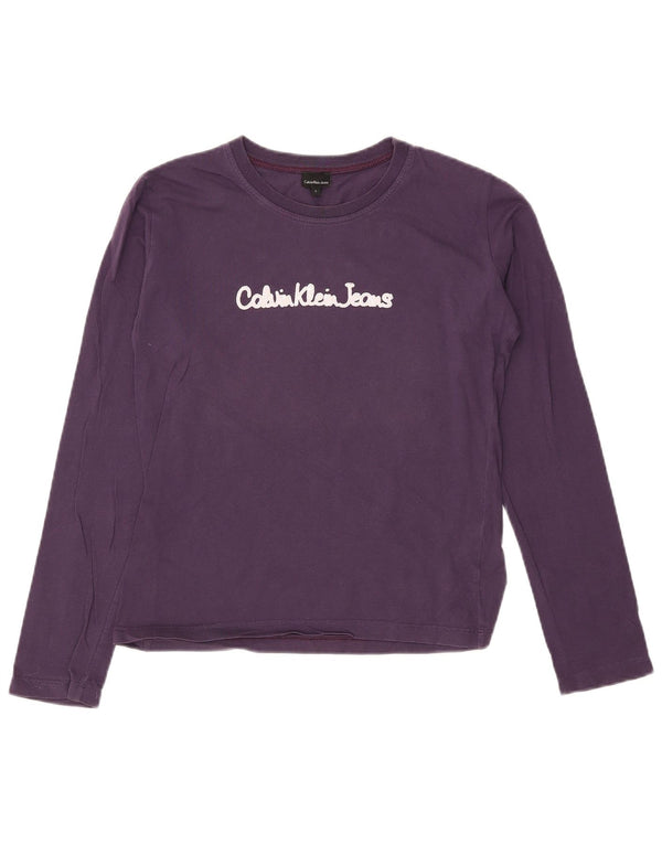 Calvin Klein Jeans Top grafic pentru femei cu mânecă lungă UK 14 Large Violet