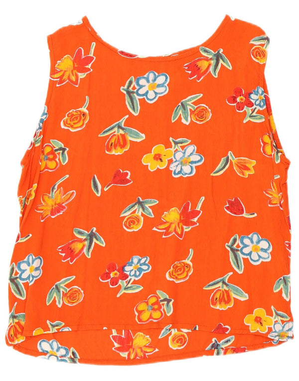 Amaranto Vestă Top pentru femei UK 14 Mare Portocaliu Floral Viscoză