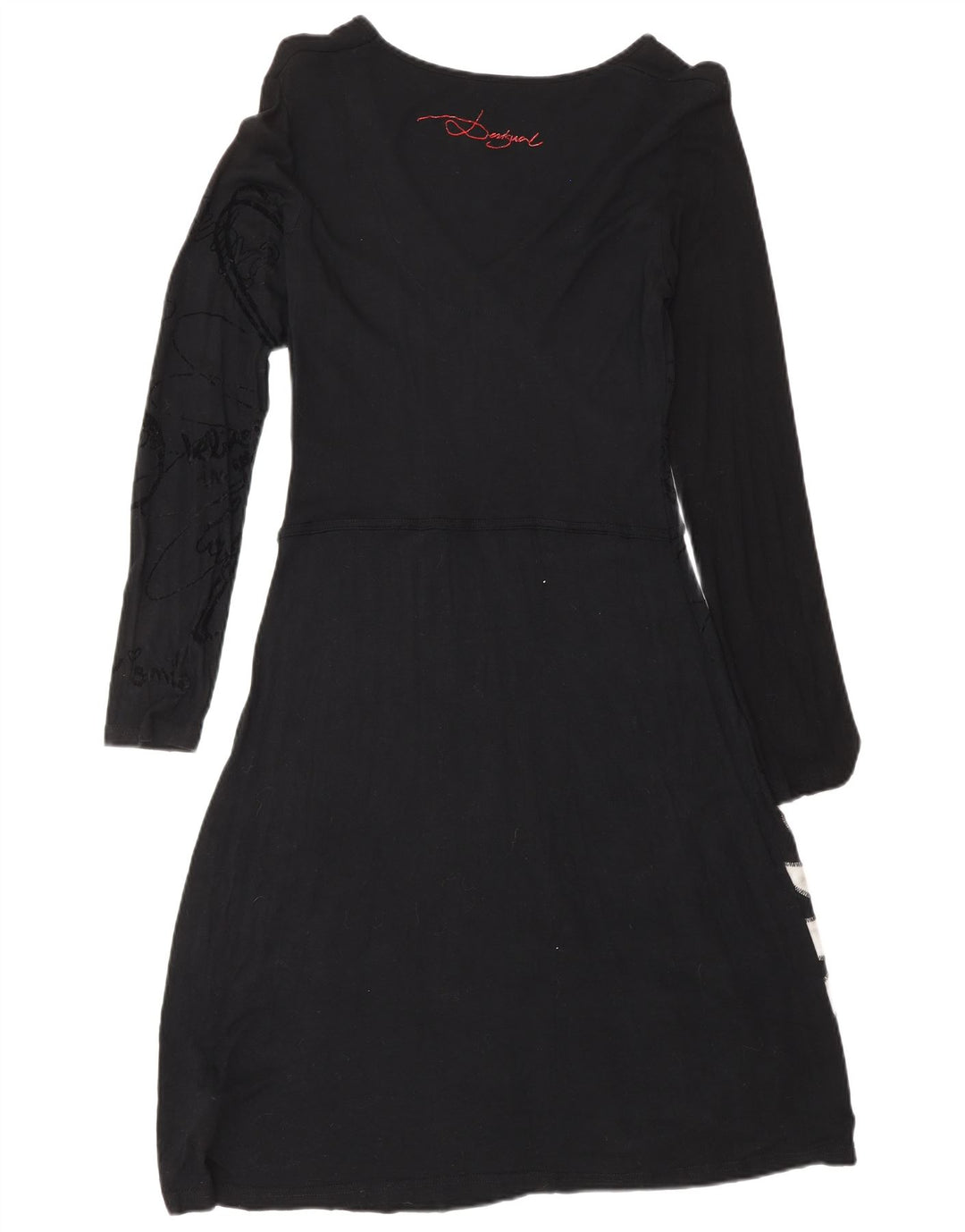 Rochie de bază cu mânecă lungă pentru femei Desigual UK 14, mare, neagră, viscoză florală