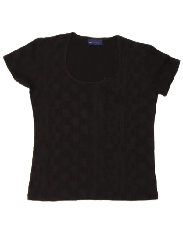 Trussardi Jeans Tricou pentru femei Top UK 12 Medium Black Geometric Bumbac