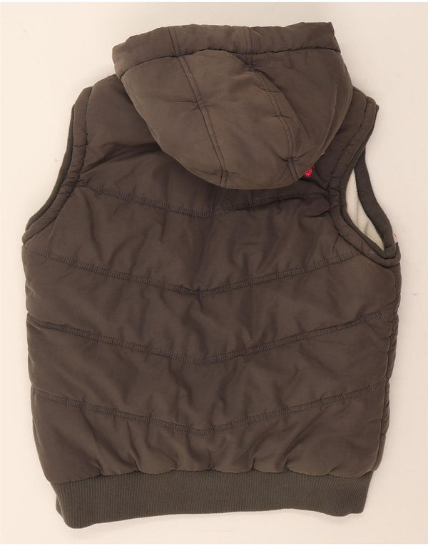 Gilet căptușit cu glugă Superdry pentru femei UK 18 XL, gri din bumbac Fair Isle