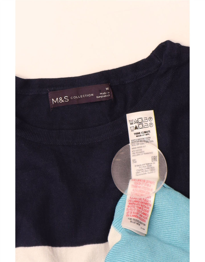 MARKS & SPENCER Pulover pentru damă cu gât de barcă, UK 16, mare, cu dungi albastre