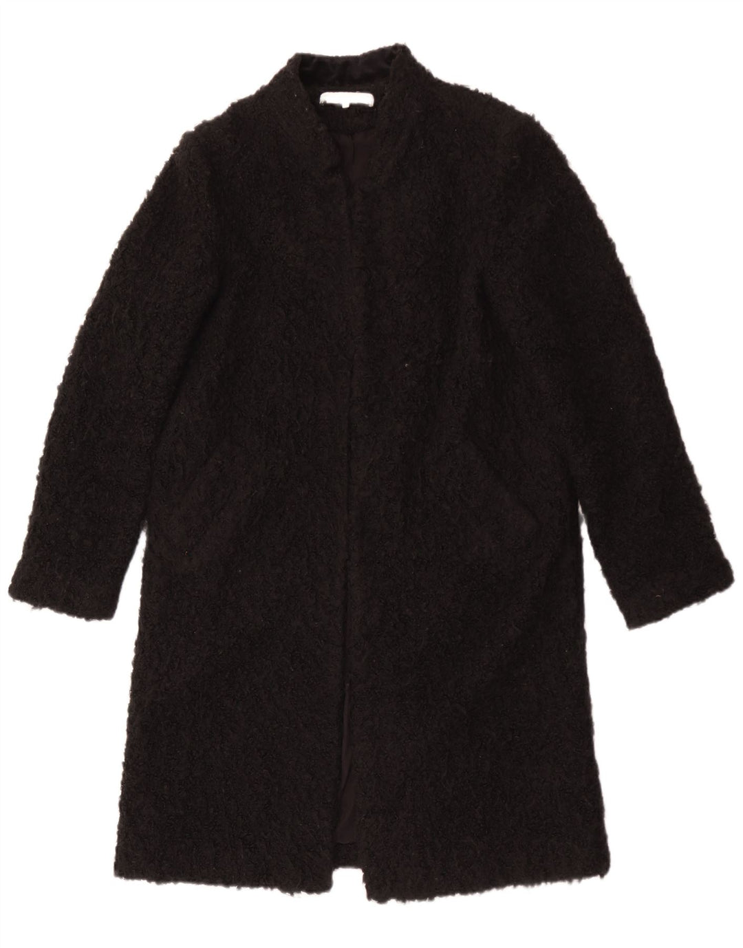 Pardesiu Teddy pentru femei Zara UK 14 Medium Negru Acrilic