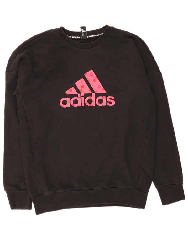 Pulover cu grafic pentru femei Adidas UK 14 Bumbac mediu negru
