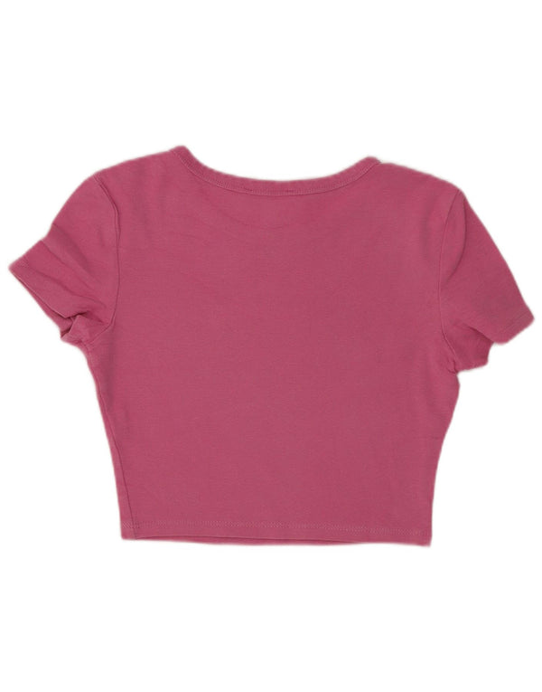 Tricou Crop pentru femei Zara UK 8 mic bumbac roz