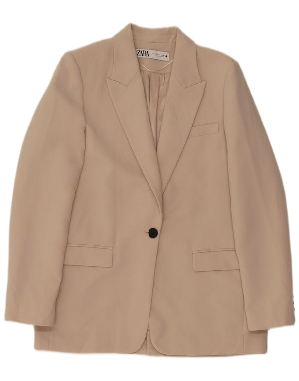 Sacou blazer pentru femei Zara, cu 1 nasture, UK 10 Mic, bej, poliester
