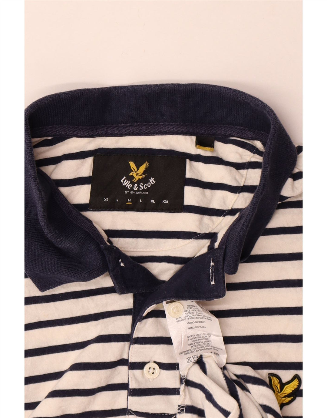 Tricou polo rugby Lyle & Scott pentru bărbați, bumbac cu dungi albe medii