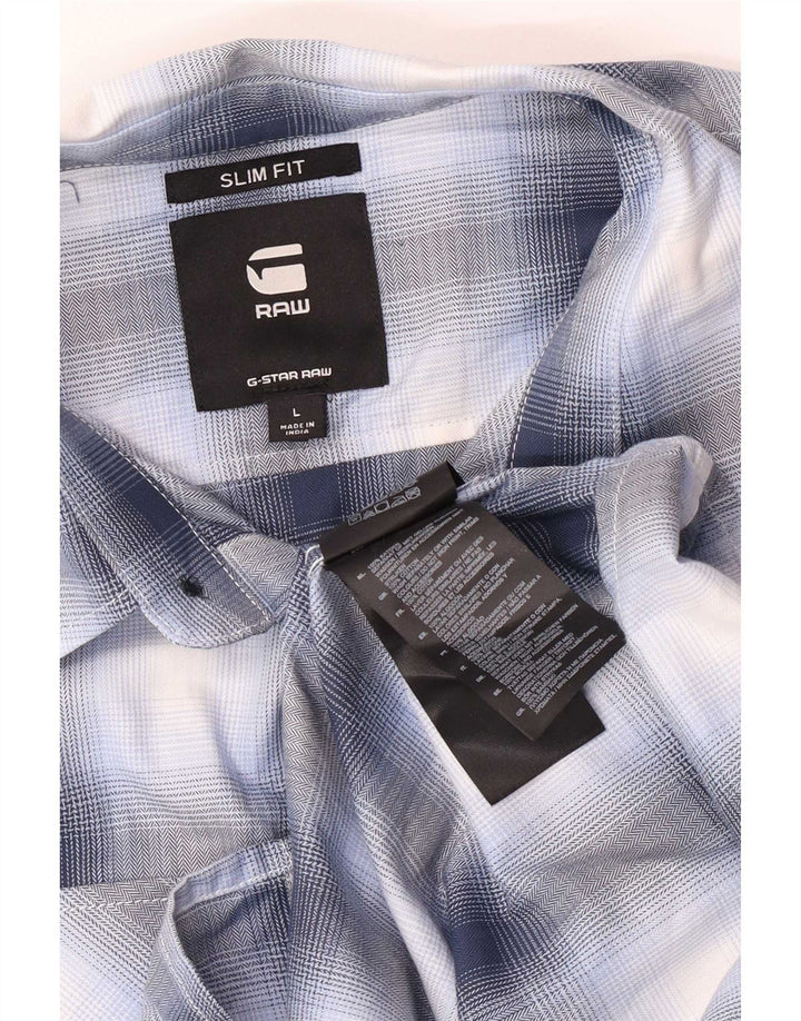 Cămașă pentru bărbați G-Star Slim Fit, mare, albastru, din bumbac