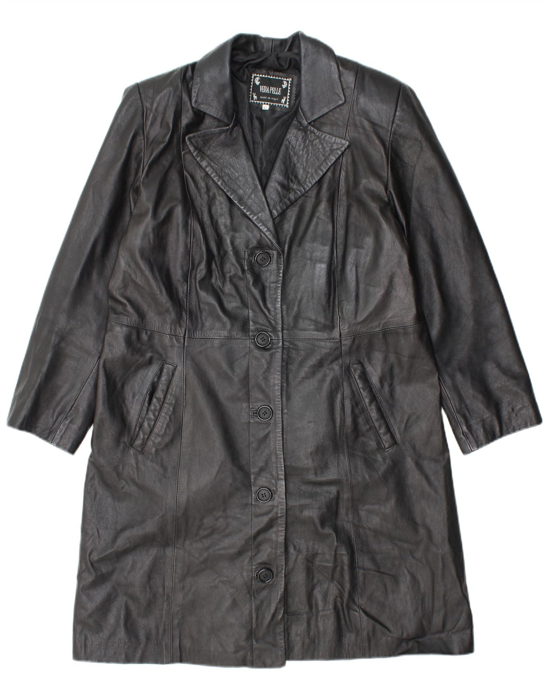 Palton din piele pentru femei VINTAGE UK 18 XL din piele neagră