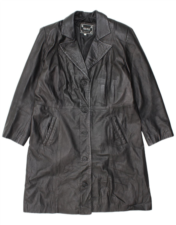 Palton din piele pentru femei VINTAGE UK 18 XL din piele neagră