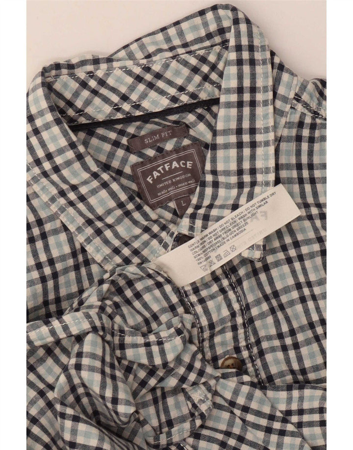 Cămașă pentru bărbați Fat Face Slim Fit, mare, albastru, din bumbac