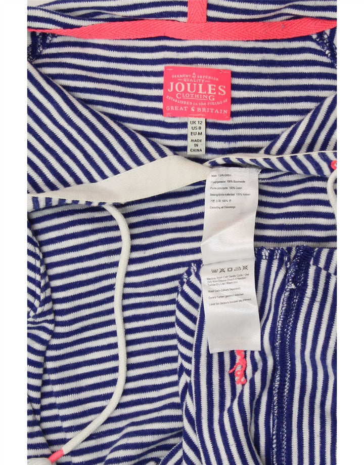 JOULES Womens Hooded Jumper Sweater UK 12 Medium Navy Blue Pinstripe