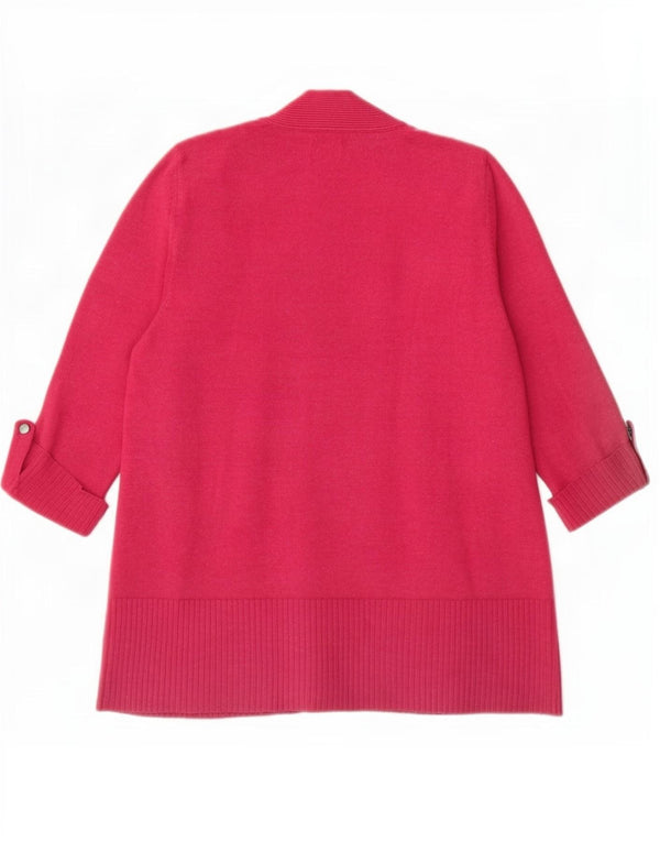 M&Co Pulover cardigan deschis pentru femei cu mâneci 3/4 UK 14 mare, roz, viscoză