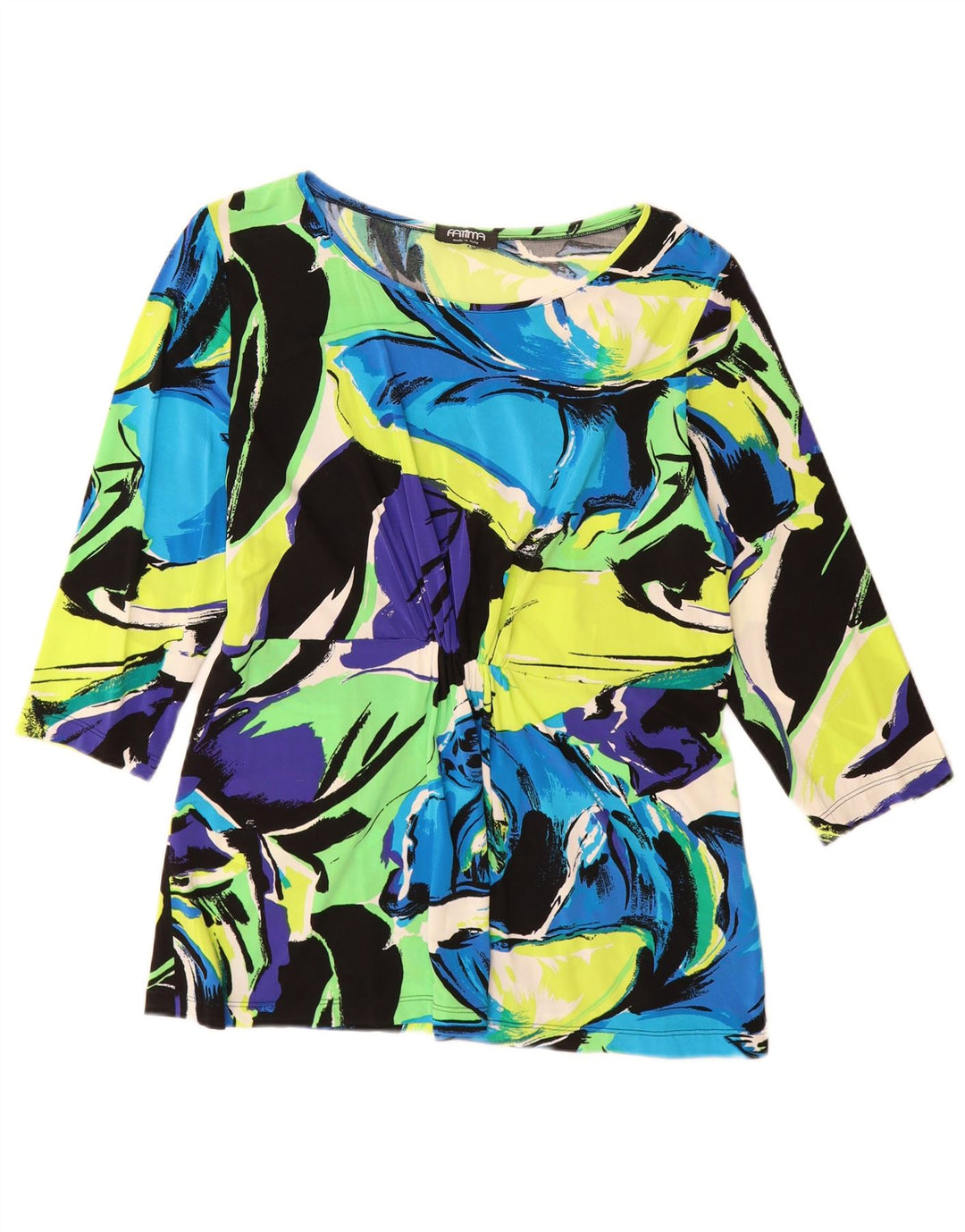 Vintage pentru femei Top mâneci 3/4 UK 12 Medium Multicolor Floral Viscose