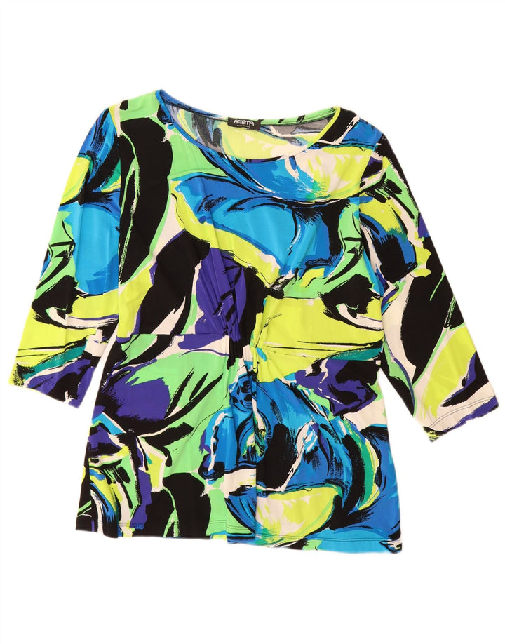 Vintage pentru femei Top mâneci 3/4 UK 12 Medium Multicolor Floral Viscose