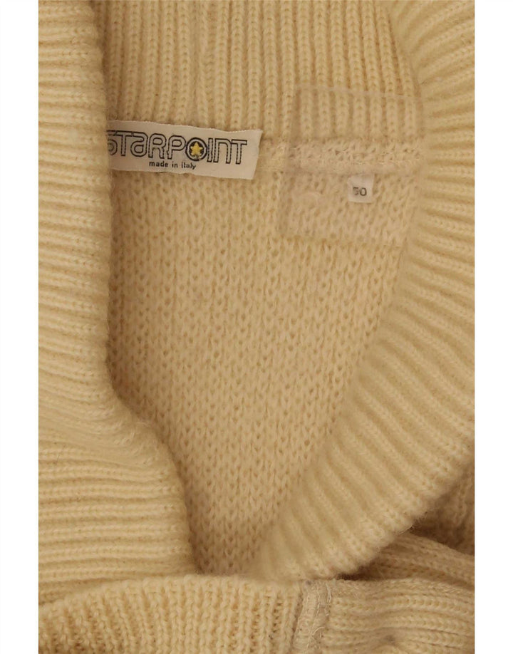 Pulover Cardigan Vintage pentru Barbati IT 50 Medium Bej Lână