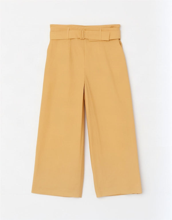 Topshop Pantaloni tăiați cu talie înaltă pentru femei UK 14 Large W34 L26 Galben
